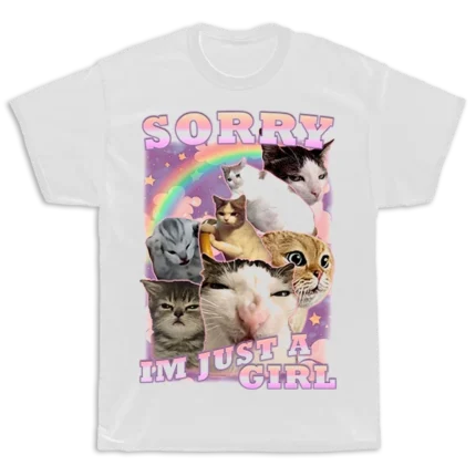 Girly cats balti marškinėliai