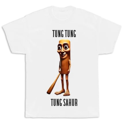 Tung Tung Sahur balti marškinėliai