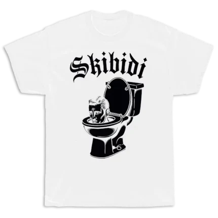 Skibidi Toilet balti marškinėliai