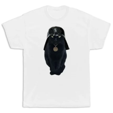 Katinas Veideris balti marškinėliai