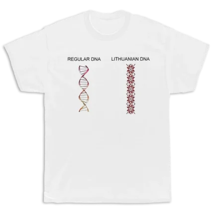 Lietuvio DNA balti marškinėliai