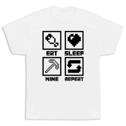 Minecraft Cycle balti marškinėliai